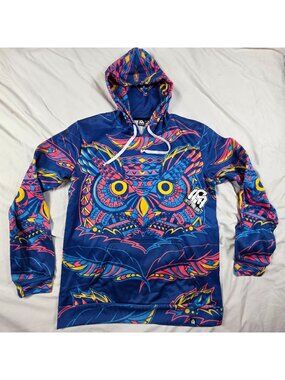 INTO THE AM Electric Owl Hoodie 2XL Party Rave Festival Graphic Fleece Casual